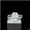 Image 2 : Adjustable/Resizable Sterling Silver Ring, 1.5 Carat Asscher Cut Moissanite, Platinum-Plated