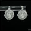 Image 1 : Earrings, 0.5 Carat Oval Cut Moissanite with Side Baguettes, Platinum-Plated Sterling Silver