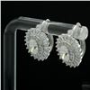 Image 2 : Earrings, 0.5 Carat Oval Cut Moissanite with Side Baguettes, Platinum-Plated Sterling Silver