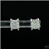 Image 1 : Earrings, 1 Carat Round Cut Moissanite, Platinum-Plated Sterling Silver