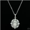 Image 1 : Necklace with Pendant, 1 Carat Oval Cut Moissanite, Platinum-Plated Sterling Silver