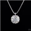 Image 3 : Necklace with Pendant, 1 Carat Round Cut Moissanite, Platinum-Plated Sterling Silver