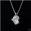 Image 4 : Necklace with Pendant, 1 Carat Round Cut Moissanite, Platinum-Plated Sterling Silver
