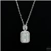 Image 1 : Necklace with Pendant, 1.2 Carat Emerald Cut Moissanite, Platinum-Plated Sterling Silver