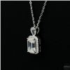 Image 3 : Necklace with Pendant, 1.2 Carat Emerald Cut Moissanite, Platinum-Plated Sterling Silver