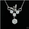 Image 1 : Necklace with Pendant, 0.8 Carat Round Cut Moissanite, Platinum-Plated Sterling Silver