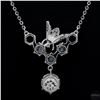 Image 3 : Necklace with Pendant, 0.8 Carat Round Cut Moissanite, Platinum-Plated Sterling Silver