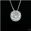 Image 2 : Necklace with Pendant, 2 Carat Round Cut Moissanite, Platinum-Plated Sterling Silver