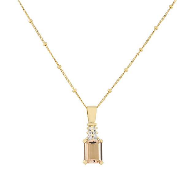 14KT Yellow Gold 2.13 ctw Morganite and Diamond Pendant With Chain