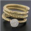Image 2 : Estate 18k TT Gold 0.20 ctw Diamond Flexible Coiled Stack Look Wide Band Ring