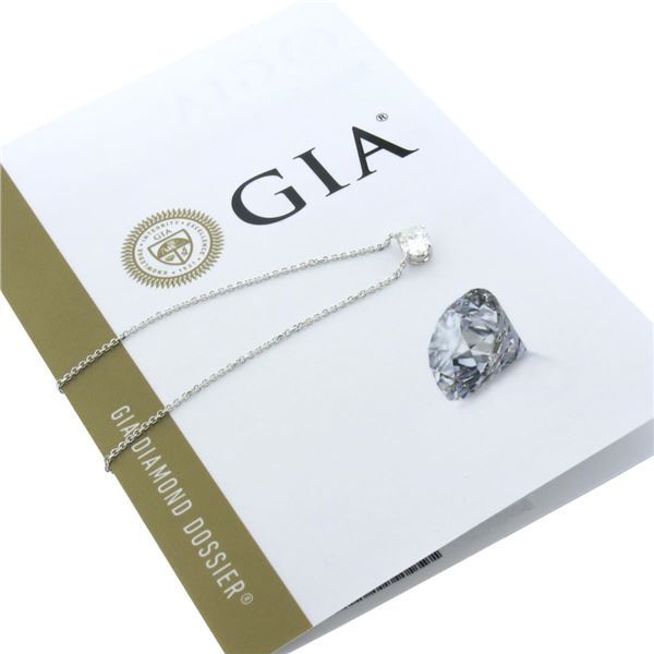 NEW 14k White Gold 0.81 ctw GIA Oval Diamond Solitaire Pendant & Adjustable Chai