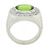 Image 8 : 18k White Gold 4.11 ctw Oval Peridot & Pave Diamond Matte Hammered Cocktail Ring