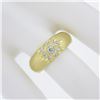 Image 3 : MAZ 14k Yellow Gold 0.27 ctw Star Pave Set Diamond Cluster Textured Band Ring