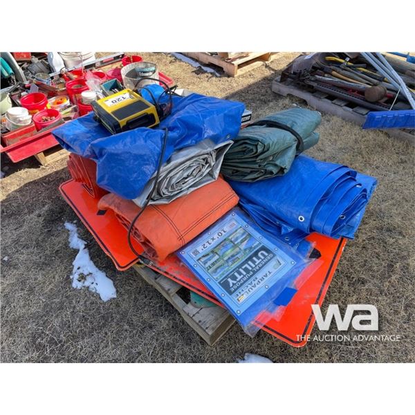 DEWALT BATTERY CHARGER, TARPS, ROAD SIGNS