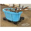 Image 1 : POLY WATER TUB W/MISC SHOP & GARDEN TOOLS