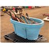 Image 3 : POLY WATER TUB W/MISC SHOP & GARDEN TOOLS
