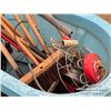 Image 5 : POLY WATER TUB W/MISC SHOP & GARDEN TOOLS