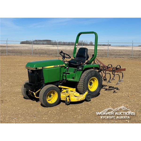 JOHN DEERE 755 4X4 UTILITY TRACTOR W/ CULTIVATOR