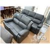 Image 4 : GREY RECLINING SOFA & LOVE SEAT