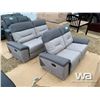 Image 2 : TWO TONE GREY RECLINING SOFA & LOVE SEAT