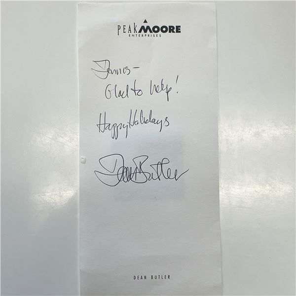Dean Butler signed note