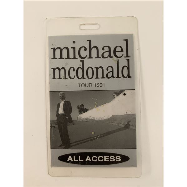 Michael McDonald 1991 Tour Backstage Pass