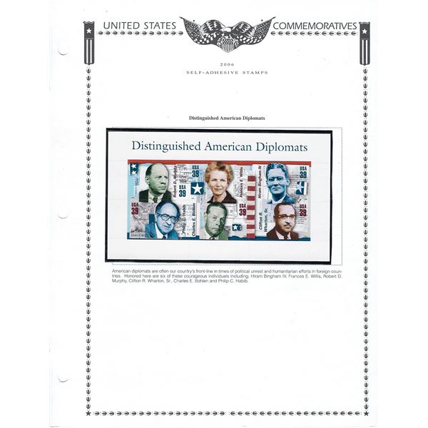 2006 Distinguishes American Diplomats Commemorative Stamp Sheet