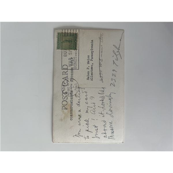 1942 Mary Margaret McBride signed postcard