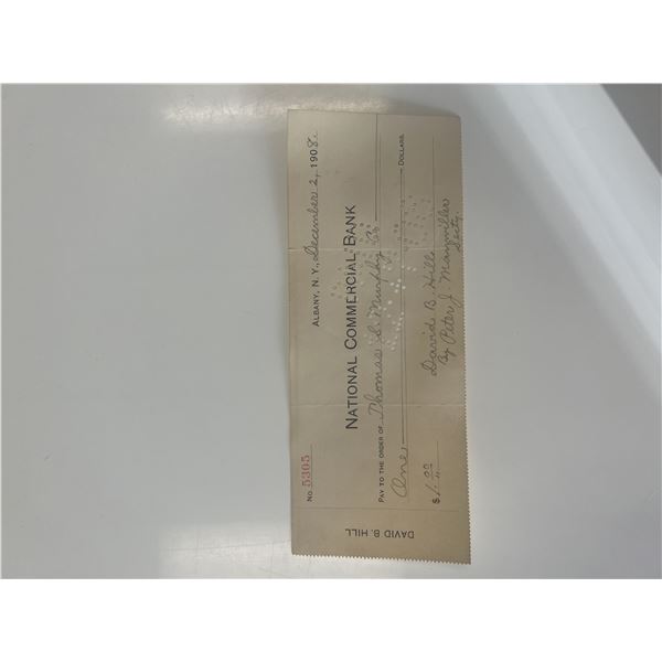 Former Governor of New York David B. Hill 1908 signed check