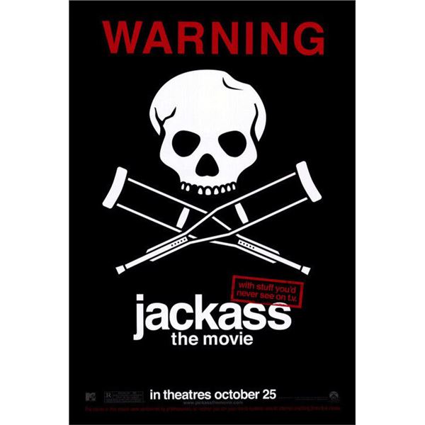 Jackass 2002 original double-sided bus shelter movie poster