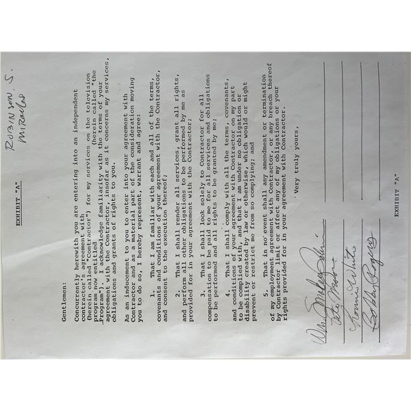 Smokey Robinson and The Miracles signed contract