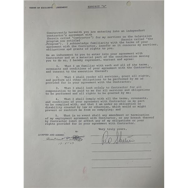 Red Skelton signed contract