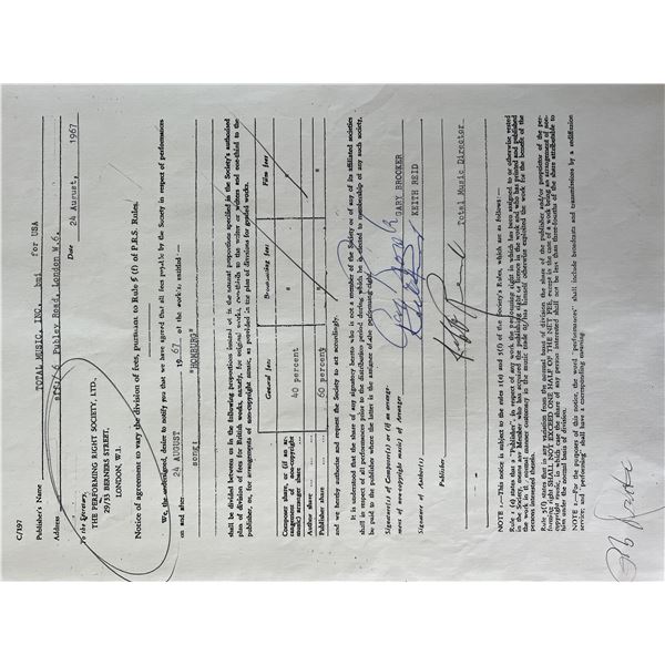 Gary Brooker and Keith Reid signed contract