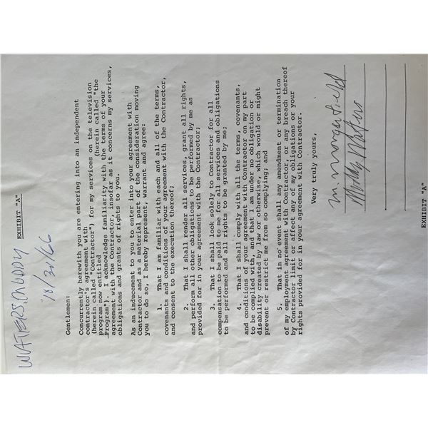 McKinley Morganfield "Muddy Waters" signed contract