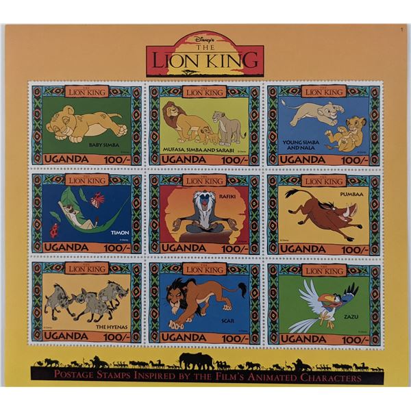 Disney's The Lion King Stamp Sheet - Uganda