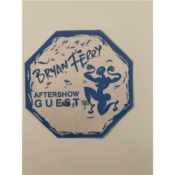 Bryan Ferry 1988 Aftershow Guest Pass