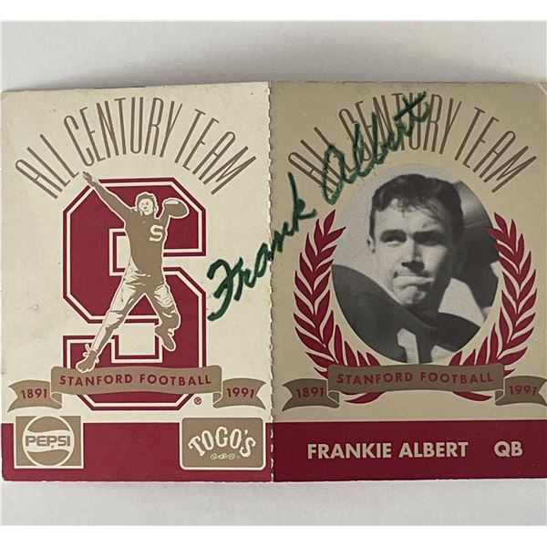 Stanford Football Frankie Albert signed 1991 trading card