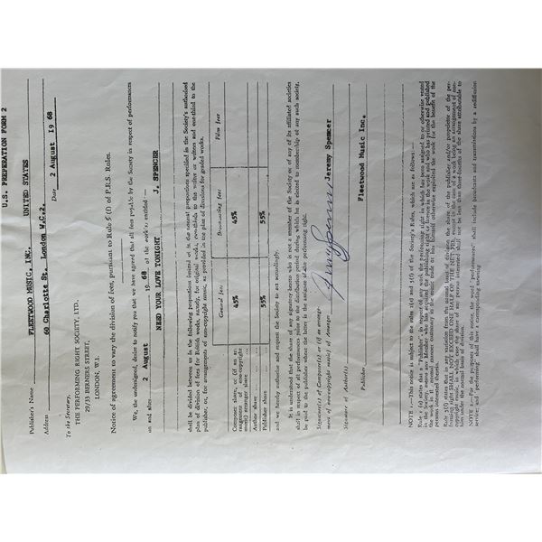 Fleetwood Mac original member Jeremy Spencer signed contract