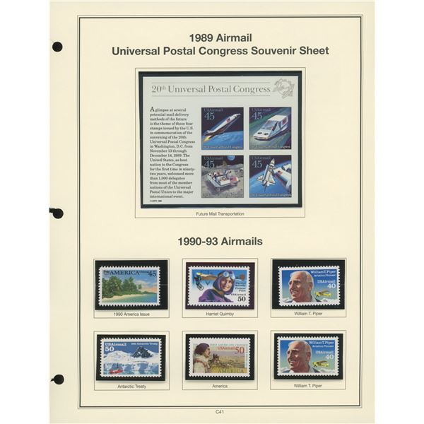 1989 Airmail Universal Postal Congress Souvenir Stamp Sheet & 1990-93 Airmails