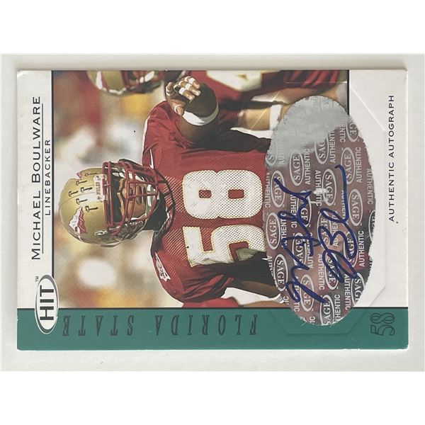 Florida State Seminoles Michael Boulware signed 2004 Sage Hit trading card