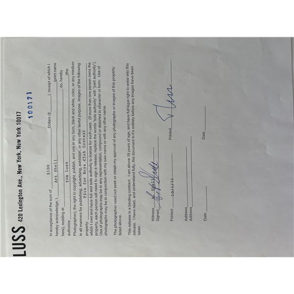 Oakland Raiders Art Shell signed Tom Luss contract