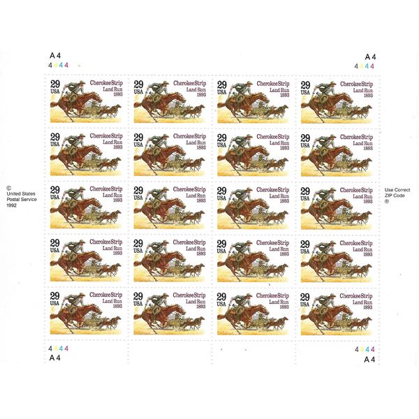 1983 Cherokee Strip Land Run stamp sheet