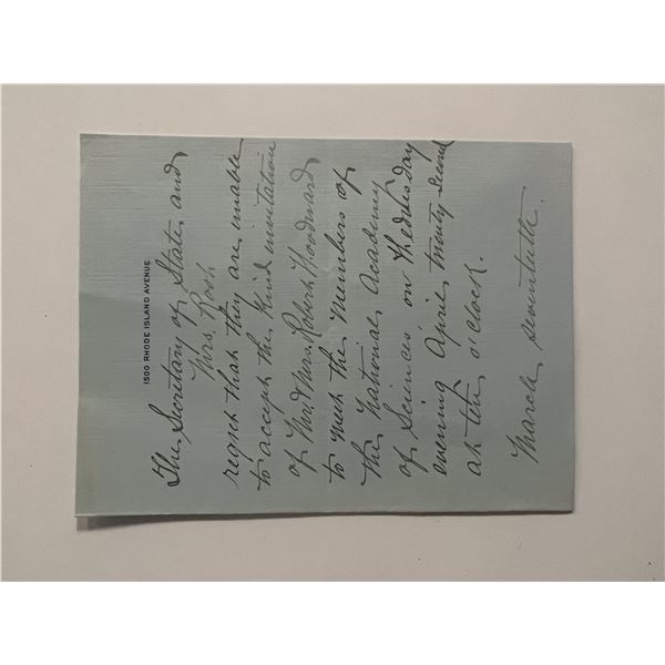 Letter from the office of U.S. Secretary of State Elihu Root