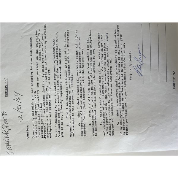 Pete Seeger signed contract