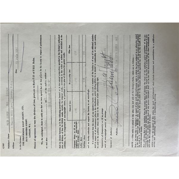 Stevie Marriott and Ronnie Lane signed contract