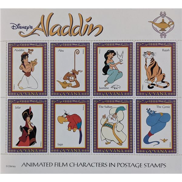 Disney's Aladdin Stamp Sheet - Guyana