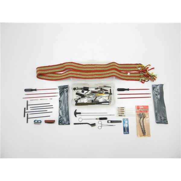ASSORTED GUN CLEANING RODS, TOOLS, BRUSHES, ETC. LOT