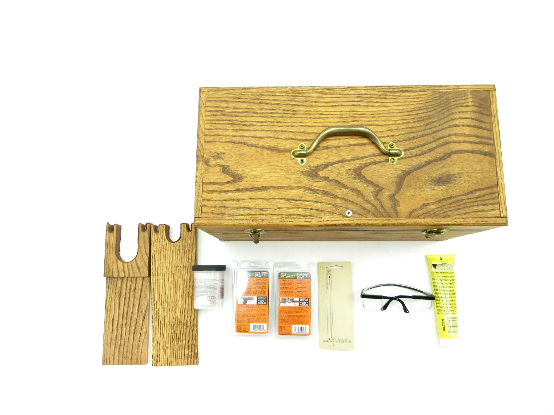 Cal Graf Design CAL GRAF DESIGN WOODEN SHOOTERS BOX WITH VARIOUS CLEANING SUPPLIES LOT