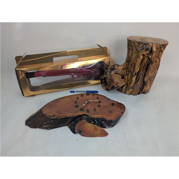 Wood Beaver Clock Candles and Pedestal