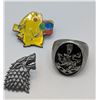 Image 1 : Two Pins Wolf Pikachu and Medieval Ring